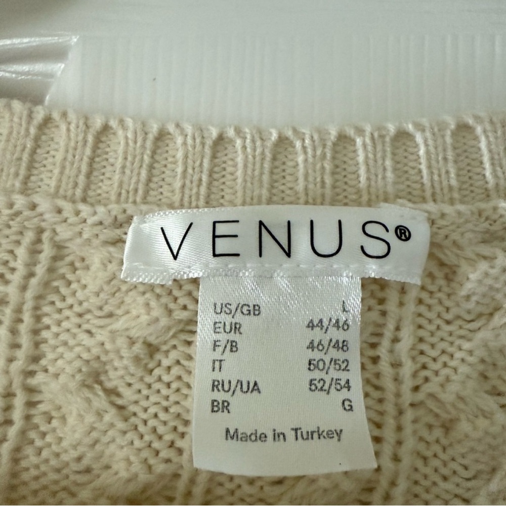 Venus Ivory Cable Knit Sweater Dress (Size L) - Picture 4 of 7